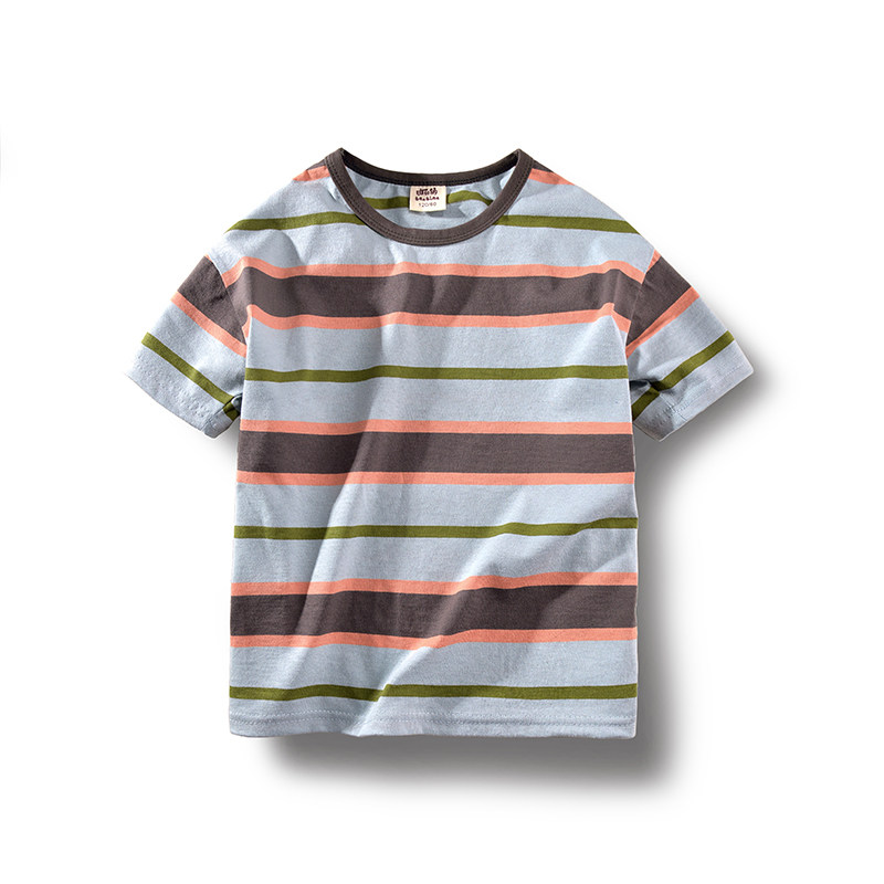 Early children's clothing 2021 Summer new boy short sleeve T-shirt pure cotton children T-shirt falling shoulder loose