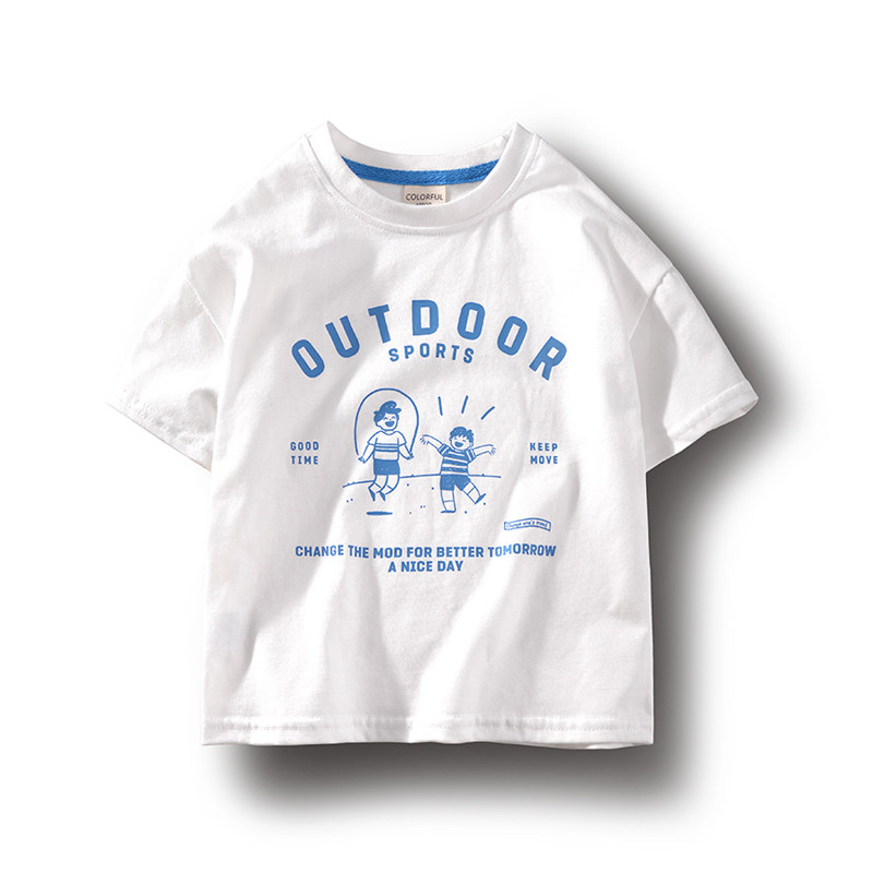 Chutian children's clothing 2022 summer new boys' short-sleeved t-shirt cotton neutral loose shoulders children's middle-aged children