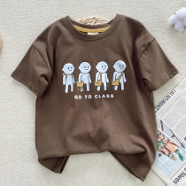 Early childrens clothing 2022 Summer new boy short sleeve T-shirt pure cotton neutral loose shoulder children CUHK children