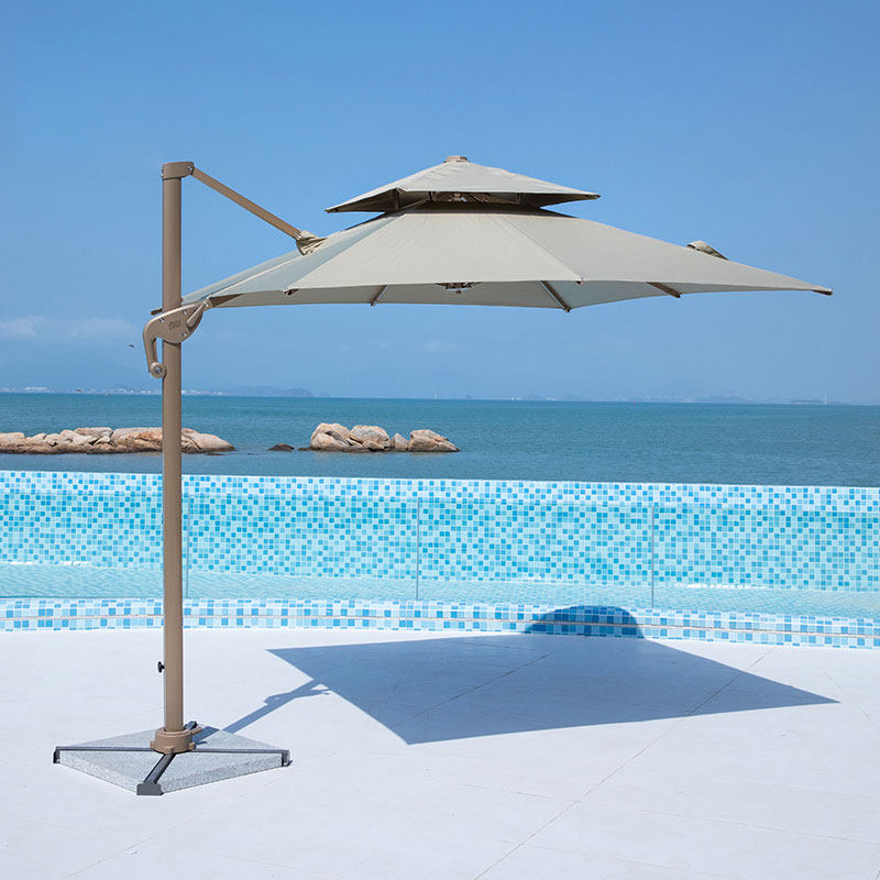 Outdoor beach umbrella Courtyard Umbrella Four Corner Anti-Rain Umbrella Large Shading Umbrella Folding Rectangular Roman umbrella Security kiosk umbrella