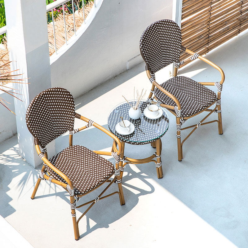 Nordic rattan chair three-piece set outdoor courtyard outdoor tea table and chair combination modern minimalist terrace balcony small table and chairs