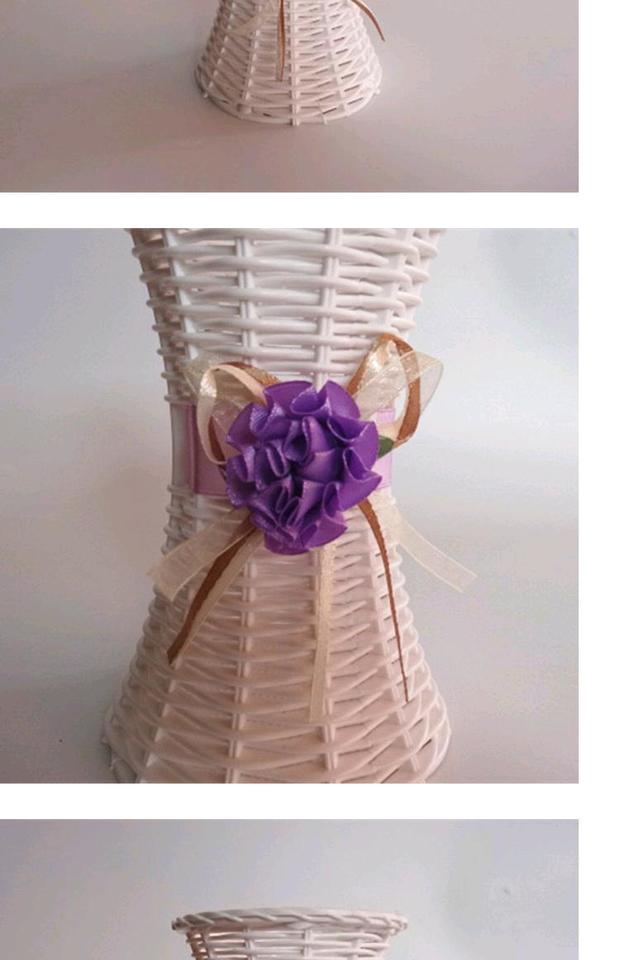 Bình hoa giả mây bình hoa đơn giản hiện đại ruy băng trắng nút nhựa mô phỏng bình hoa - Vase / Bồn hoa & Kệ bình hoa giả đẹp
