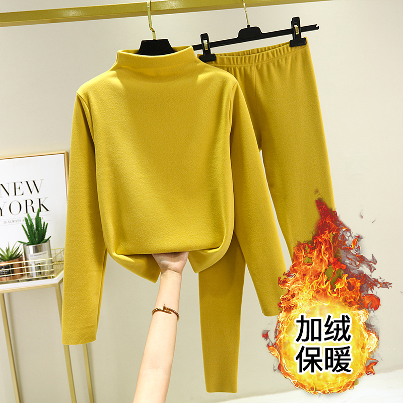 Winter nhung đánh dấu đồ lót nhiệt womens quần áo cộng với hai mặt mài quần mùa thu cao cổ dày cộng với nhung.