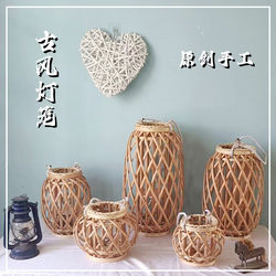 Outdoor farmhouse handmade Willow lantern Han Dynasty shooting courtyard hanging Chinese Ancient Style Lantern cafe scene layout