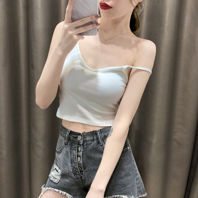 Summer chic back camisole ແມ່ຍິງຝ້າຍສັ້ນ backless ທີ່ມີແຂນຕ່ໍາສຸດແຫນ້ນໃສ່ເທິງນອກ