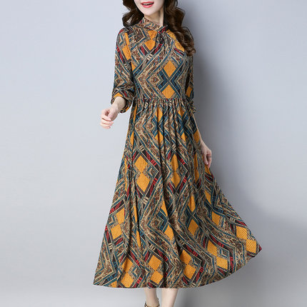 春秋碎花连衣裙2018新款女中长款韩版宽松长