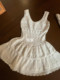 French style hollow knitted vest dress for women spring and summer new design niche waist slimming short skirt trend