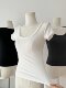 Popw LAOSHU Minimalist Large U-Neck Short-Sleeved T-Shirt for Women 2024 Summer New Style White Slim Short Shoulder Top