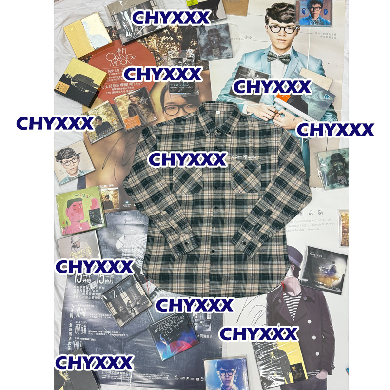 Chyxxx Replica of Fang Daitong's 15Live Concert Merchandise Shirt, Unisex Vintage Washed Plaid Shirt