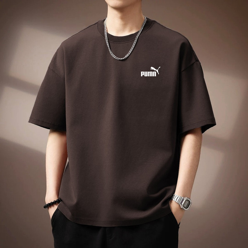 Outlet Store Short-Sleeve T-Shirt for Men, New Summer Round-Neck Pure Cotton Base Shirt, Loose Fit, Sporty Casual Trendy Brand Top