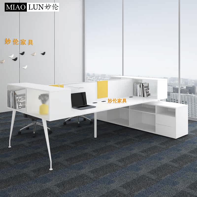 Staff desk minimalist modern table and chairs combined computer 4-place 4-screen cassette station station office furniture