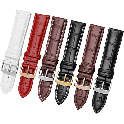 恩玺真皮表带手表带配件男蝴蝶扣表链