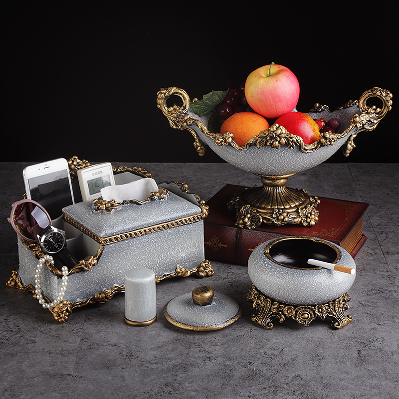Eurostyle fruit tray Three sets of pins tea table toilet paper box multifunction Nordic upscale lavish American tissue box