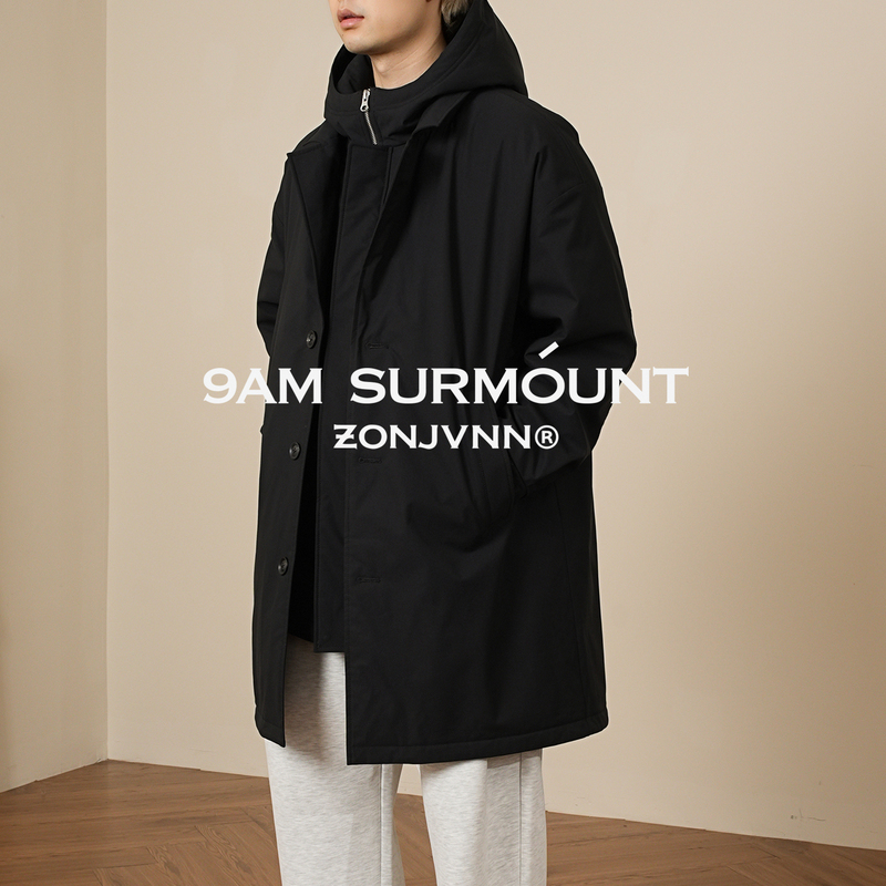 Zonjvnn Long Parka Two-In-One Goose down Hooded Coat Loose Mid-Length Trench Coat Zonjvnn Long Parka Two-In-One Goose down Hooded Coat Loose Mid-Length Trench Coat