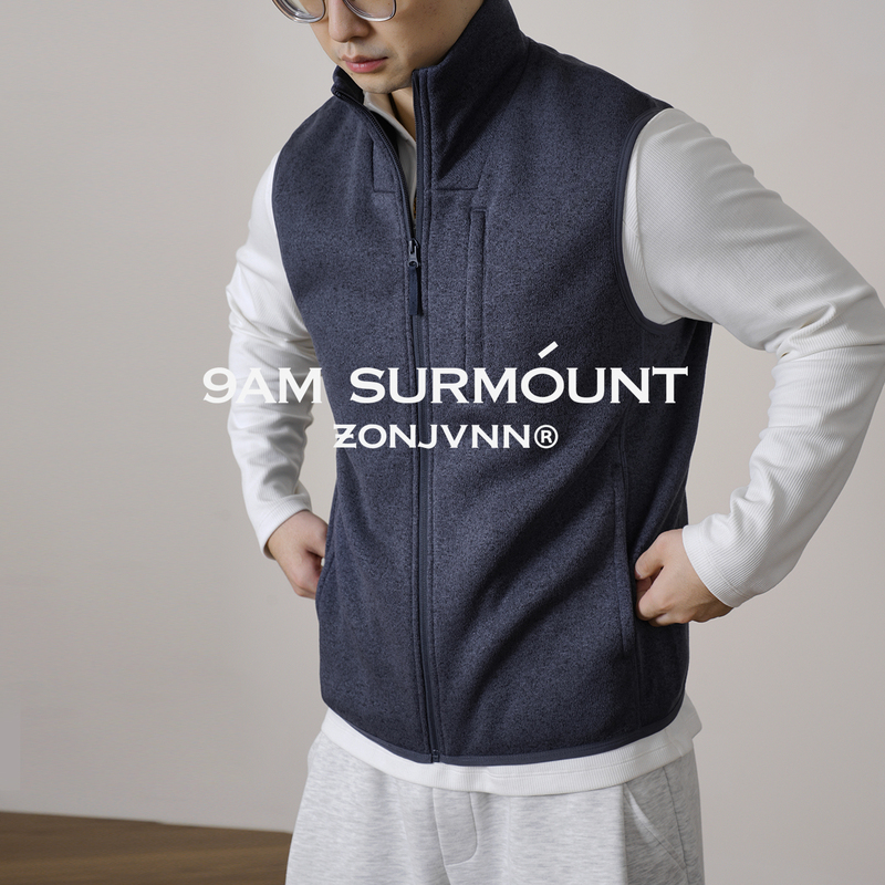Zonjvnn Fleece Vest Lightweight Stand-Up Collar High-End Zipper Jacket Spring Casual Versatile Unisex Fashion