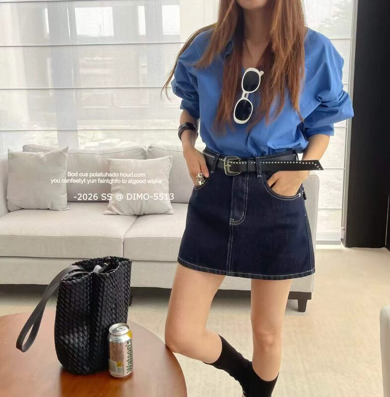 2026 New Summer Style Korean Style Loose High-Waisted Slimming Denim Short Skirt for Women Versatile Slimming Denim Short Skirt 5513