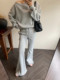 Two-Piece Set Genuine 2025 Spring New Korean Style Off-Shoulder Elegant Versatile Slim-Fit Sweatshirt Women's Casual Pants
