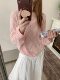 Tianshuang Linen Sequin Diamond Pattern 2026 Early Spring New Loose Slimming V-Neck Long Sleeve Knitted Sweater Women's Top