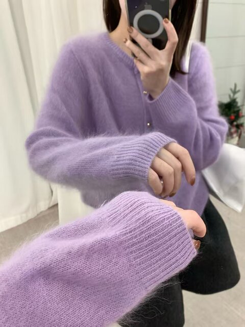 2026 Spring New Korean Style Loose Slimming Round Neck Gold Button Knitted Cardigan Women's Sweater Top