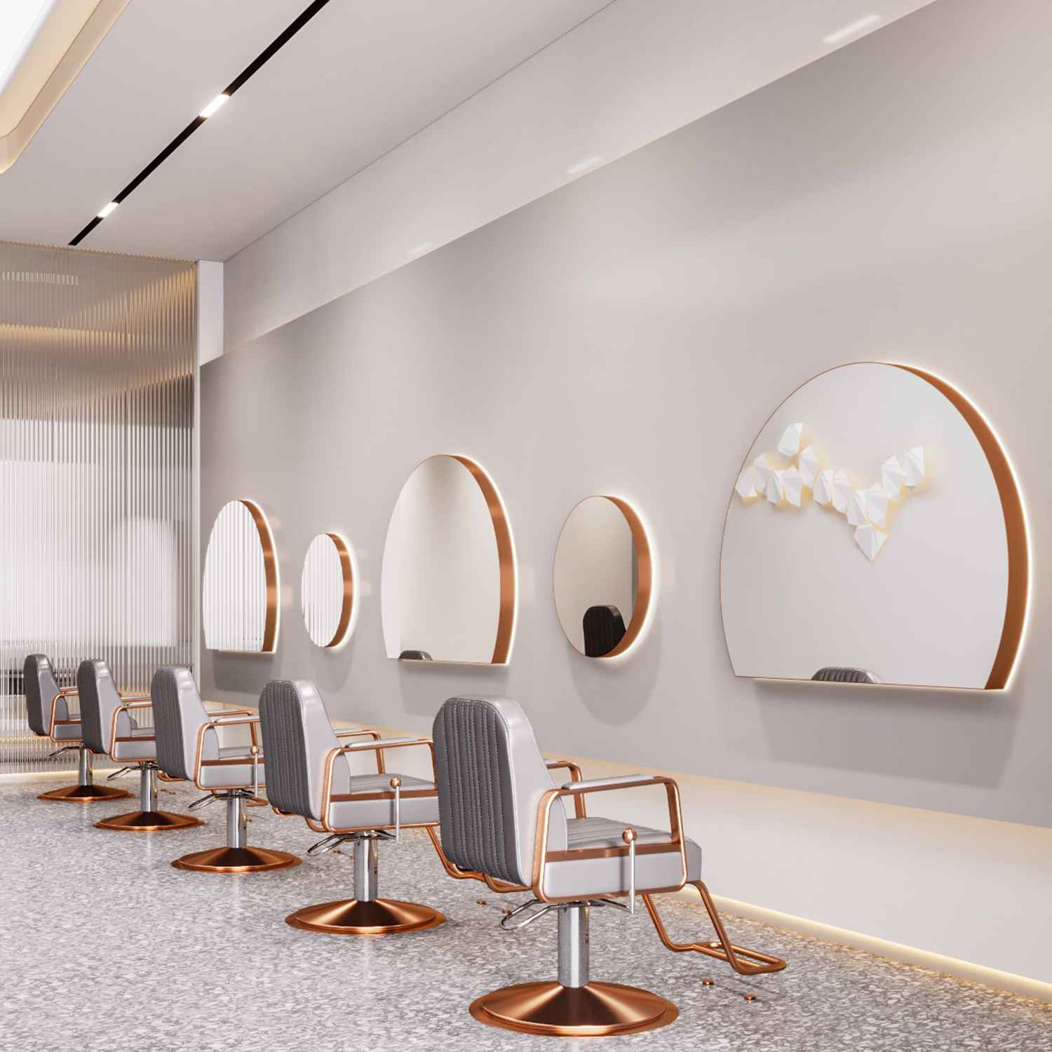 Net Red Beauty Hair Shop Floor Mirror Desk Bronzing Area With Lamp Single-sided Mirror Hairdressshop Mirror Desk Haircut Hair Salon Special Mirror-Taobao