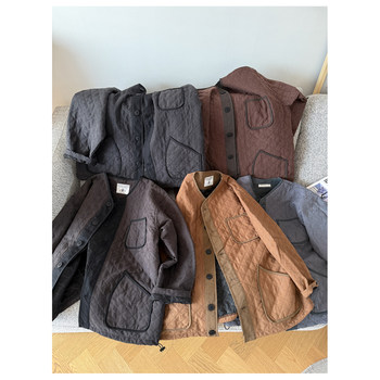 Japanese single niche thin quilted plaid cotton jacket Japanese single niche thin quilted plaid cotton jacket
