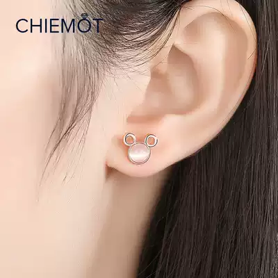 Mickey ear needle female sterling silver 2021 New Tide earrings temperament senior sense light luxury summer goddess fan ear ornaments