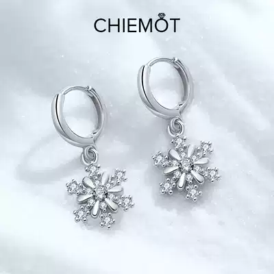 Snowflake earrings 2021 New Tide ear needle female sterling silver temperament senior sense atmospheric light luxury earrings summer model
