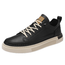 Genuine leather mens shoes 2024 autumn breathable and versatile one-legged sports and casual sneakers trendy business low-cut flat shoes