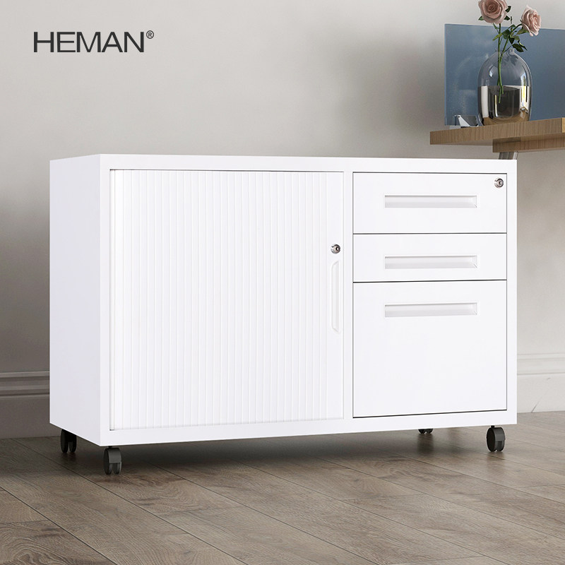 Homeman roll door cabinet deskside cabinet mobile side cabinet iron fixed cabinet multifunctional file cabinet with lock