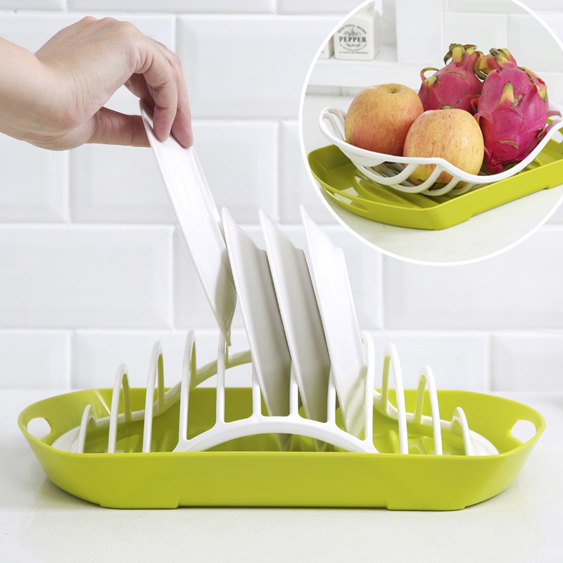 Kitchen Multifunction Drain Basket Sunning Bowl Rack Plastic Containing Pan Home Fruit Drain Blue Wash Vegetable Basin Double Naughty Dish