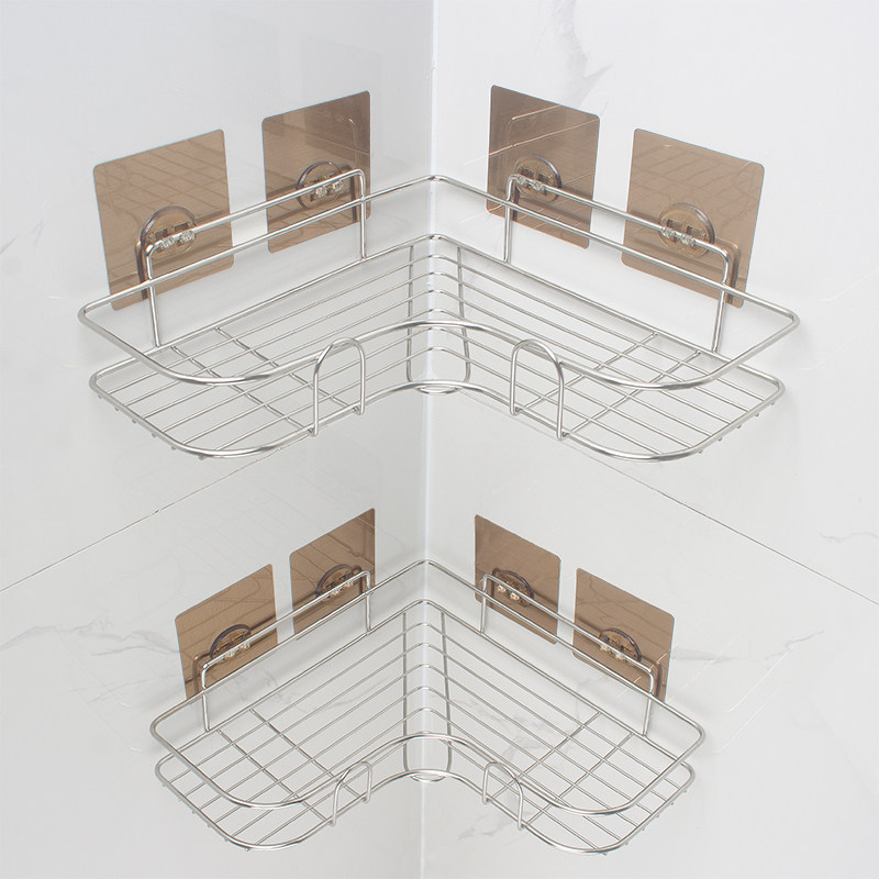 Non-perforated kitchen triangle wrought iron seasoning rack dressing room bathroom corner wall storage rack wall hanging