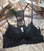 New fashion front buckle lace embroidery sexy beauty back gathering underwear without steel ring upper rest adjustment drill bra