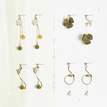 Flower and bird summer wild green fresh temperament simple personality ear studs long earrings earrings female