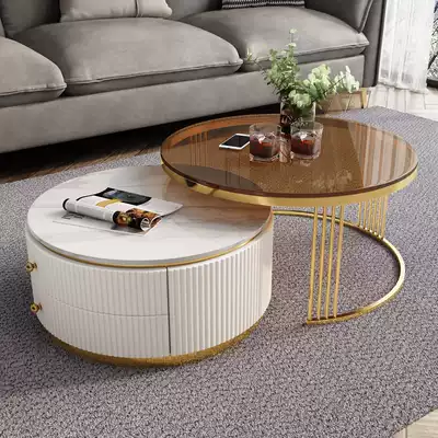 Coffee table light luxury modern simple small apartment living room size coffee table combination advanced sense creative Round Rock Board coffee table
