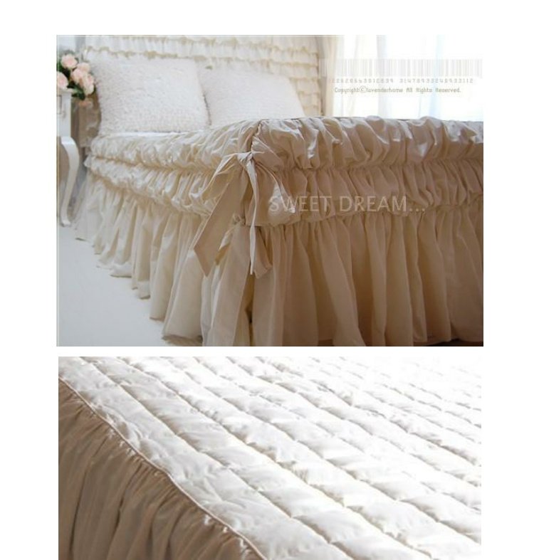 NANAROOM Hàn Quốc nhập khẩu Địa Trung Hải xanh màu hồng kẻ sọc nơ flounced Bedding gia đình bốn - Bộ đồ giường bốn mảnh mẫu chăn ga gối đệm đẹp