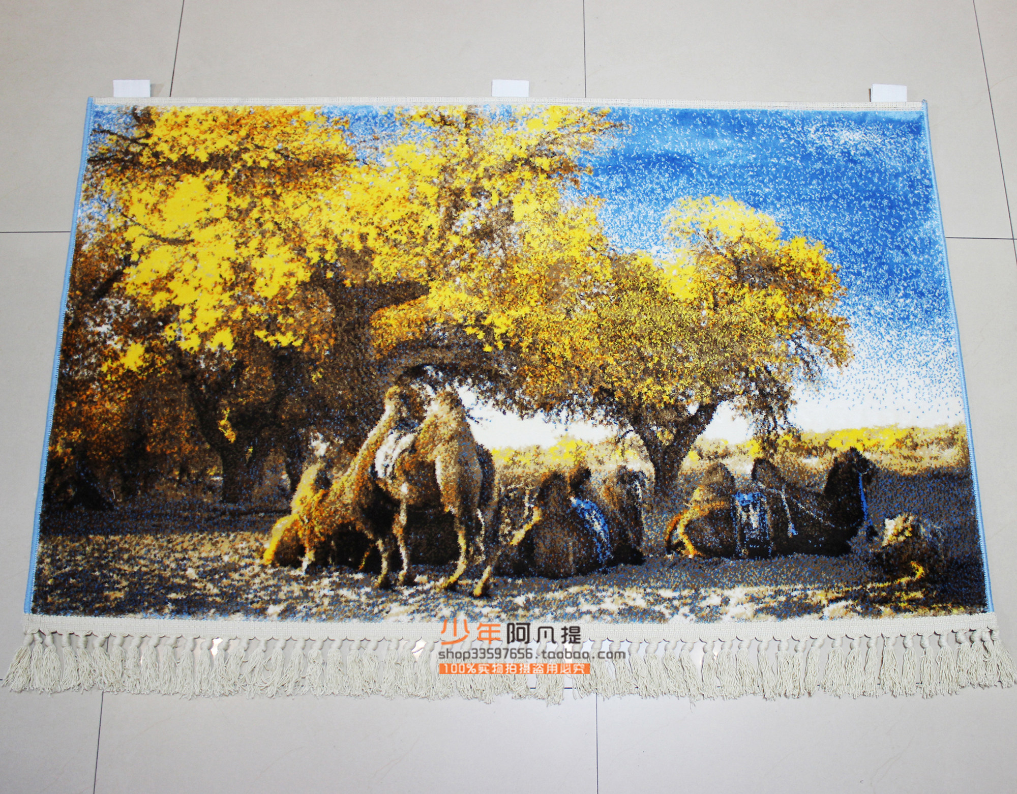 Xinjiang scenic art silk-quality tapestry painting camel living room bedroom wall blanket wall-mounted wall painting Landscape Decoration Hanging Paintings