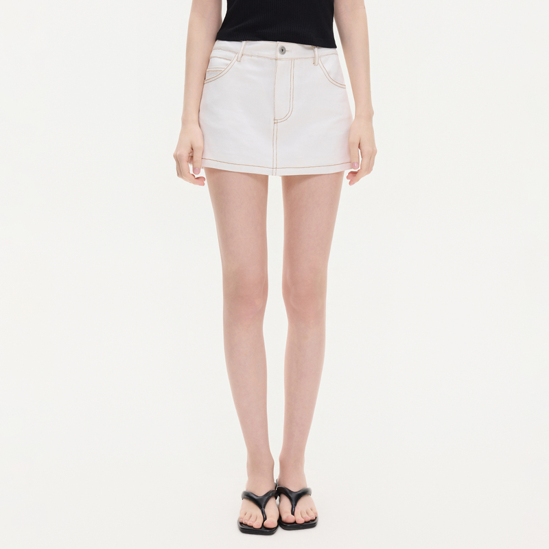 Ikyou High-End Washed White Denim Skirt for Women, New Summer Style, Slim Fit, Versatile A-Line Short Skirt, Trendy