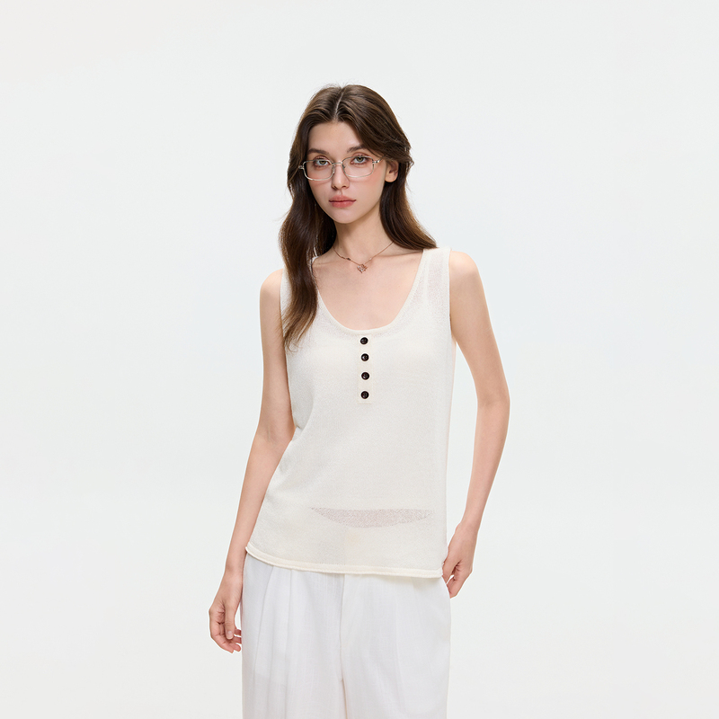 Ikyou High-End Simple Versatile Knitted Vest for Women, New Summer Style, Loose Fit, Slimming, Versatile Sleeveless Top Ikyou High-End Simple Versatile Knitted Vest for Women, New Summer Style, Loose Fit, Slimming, Versatile Sleeveless Top