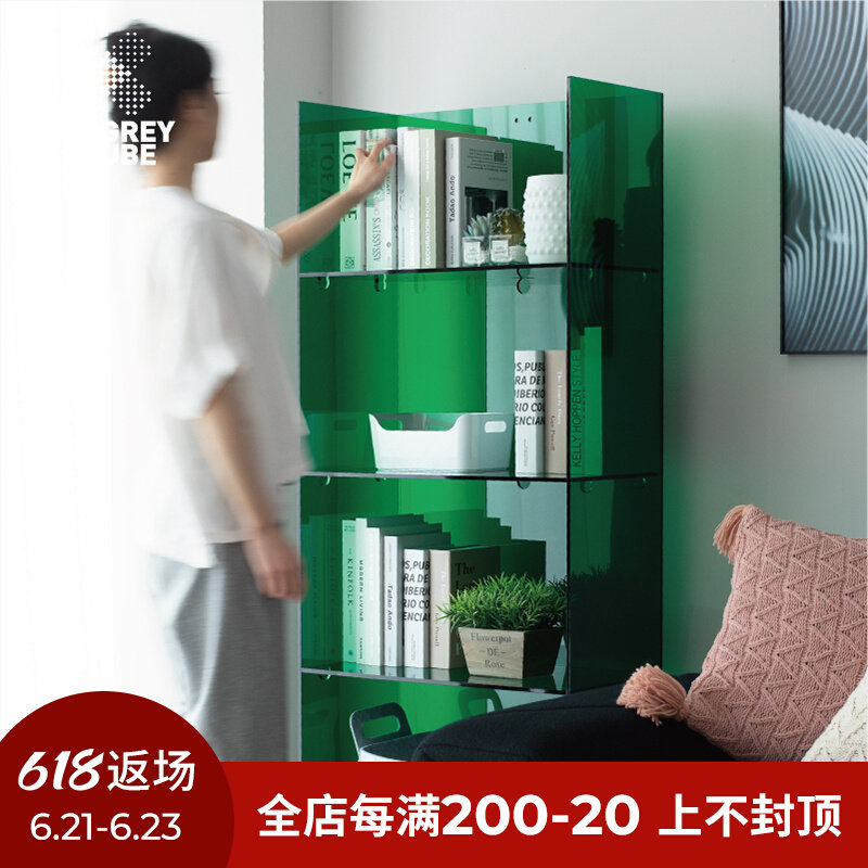 Light and luxurious bookshelves Living room Shelves Acrylic Shelves NORDIC STORAGE FLOOR SHELF MAKE-UP ROOM MULTILAYER FLOOR BOOKCASE