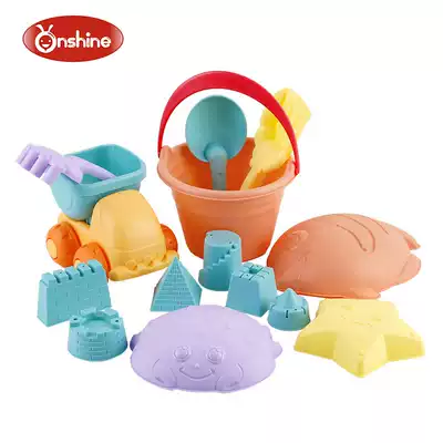 Baby soft glue beach toys children bathing water play sand tools Children Baby sand bucket shovel yellow duck suit