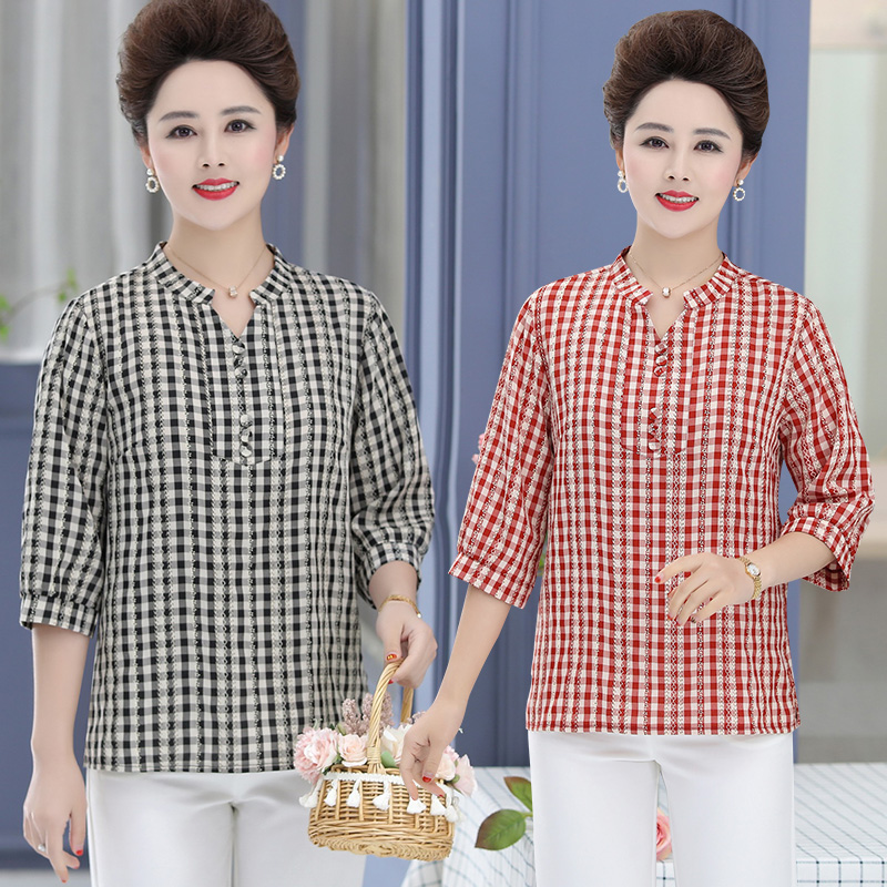 Middle aged women's clothing T-shirt big size clothes big size clothes new short sleeves summer dress relaxed foreign mother dress middle age