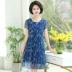 Phụ nữ trung niên ngắn tay dài đầm ren mẹ béo tải trung niên cỡ lớn mùa hè đầm buông thả - Quần áo của mẹ