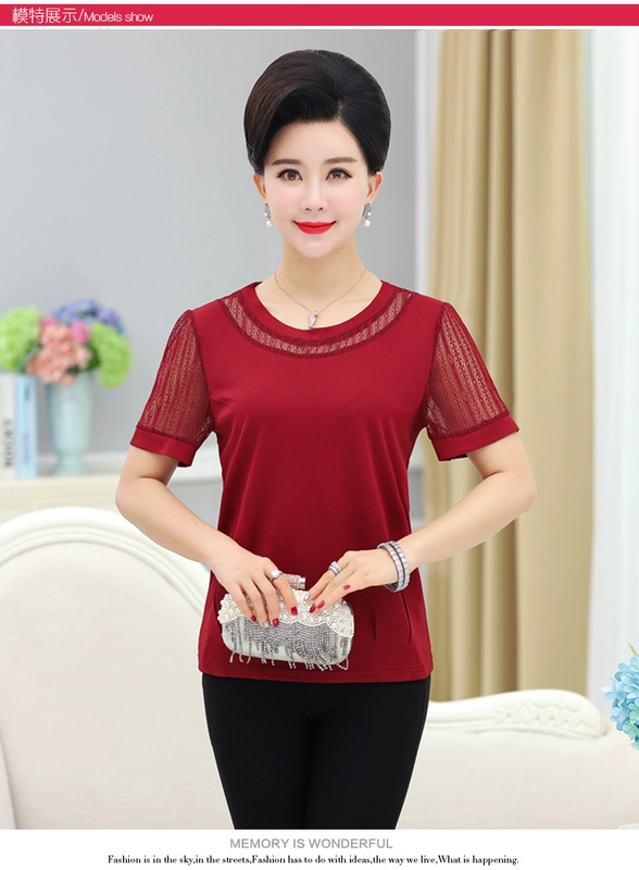 Các bà mẹ trung niên và già mặc áo phông ngắn tay thời trang cho phụ nữ trung niên mùa hè đầm rộng kích thước nhỏ 40 phụ nữ - Quần áo của mẹ