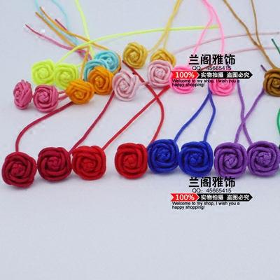 Lankaku Accessories Large Rose Flowers] Pure Handmade Red Rope Ear Neckline Anti-Allergy Ear Rope Raising Earner Wire Rope