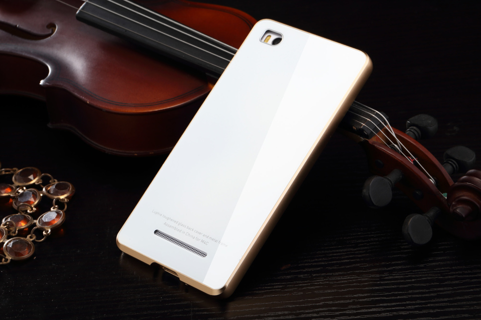 Luphie Aircraft Aluminum Metal Frame 9H Tempered Glass Back Cover Case for Xiaomi Mi 4C