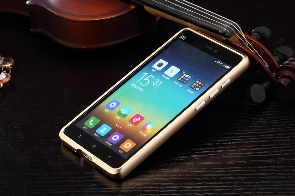 Luphie Aircraft Aluminum Metal Frame 9H Tempered Glass Back Cover Case for Xiaomi Mi 4C