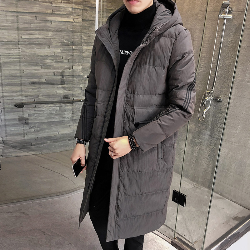 Cotton clothes men's winter new thickened east gate long version over knee cotton clothing Korean version with cap warm jacket Youth cotton padded jacket