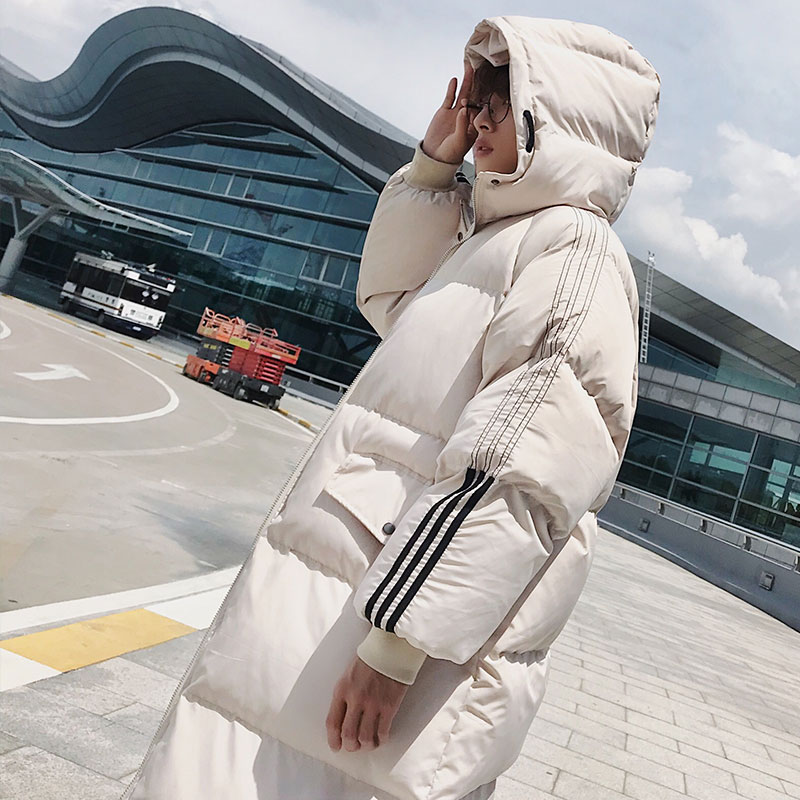 Medium-long version cotton clothes men winter over knee down cotton clothing mschf Korean version jacket thickened warm windproof cotton padded jacket