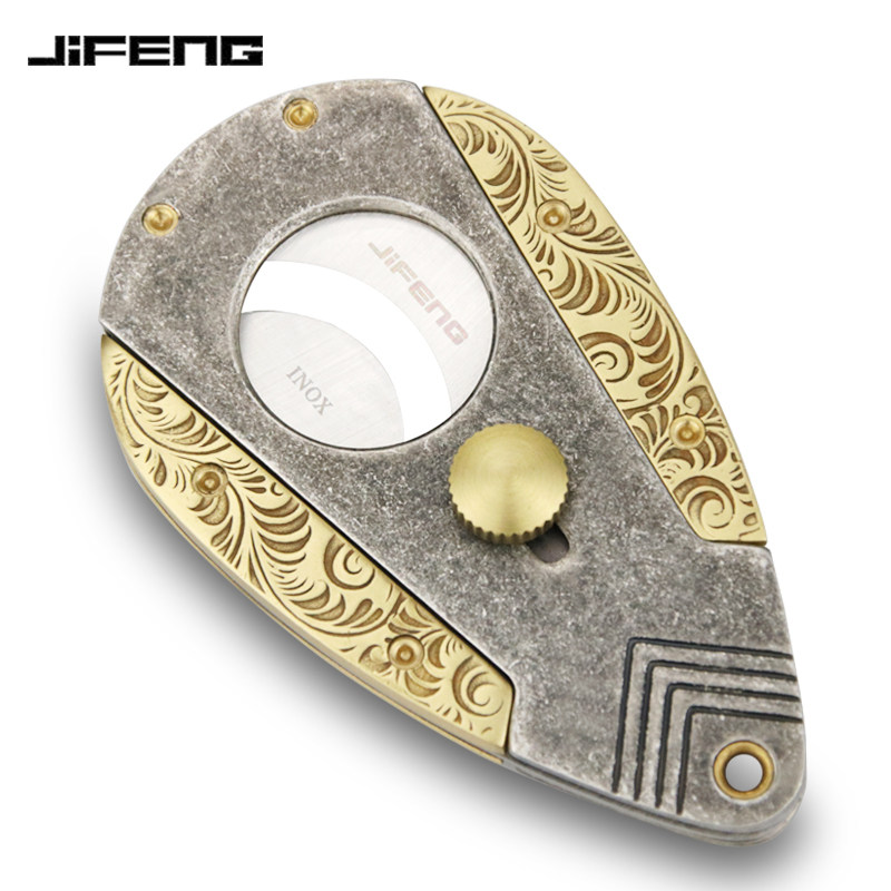 JIFENG Monsoon Cigar Scissors Portable with stainless steel sharp double-edged smooth hand delivery leather jacket-Taobao