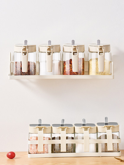 厨房调料瓶置物架白色铁线架子台式墙壁挂式免打孔瓶罐多用收纳架